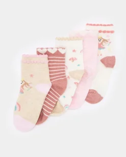 Baby Girls Design Socks - Pack Of 5