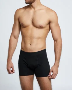 Black Cotton Rich Keyhole Trunks - Pack Of 3