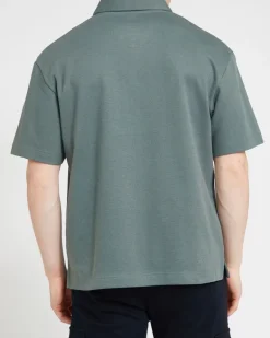 Camp Collar Texture Polo Top
