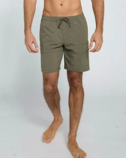 Cargo Grid Fabric Swim Shorts
