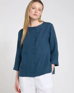 Carolyn Donnelly The Edit Button Front Linen Top