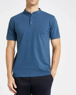 Collarless Slim Fit Polo Shirt