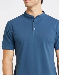 Collarless Slim Fit Polo Shirt