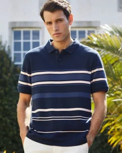 Colour Block Cotton Stripe Polo