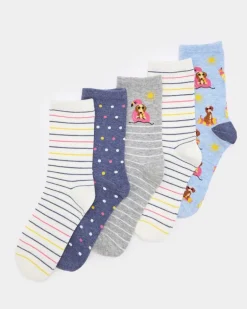 Cotton Rich Crew Socks - Pack Of 5