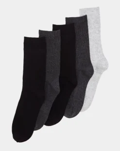 Cotton Rich Rib Crew Socks - Pack Of 5