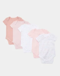 Cotton Short-Sleeved Bodysuits - Pack Of 5 (Newborn-3 Years)