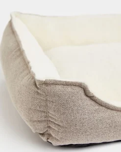 Faux Linen Dog Box Bed