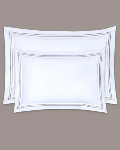 Francis Brennan the Collection Mink Double Stripe King Oxford Pillowcase
