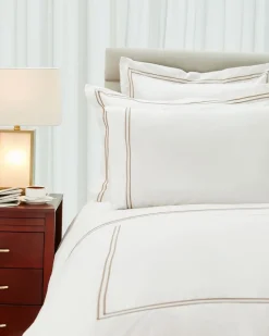 Francis Brennan the Collection Mink Double Stripe King Oxford Pillowcase