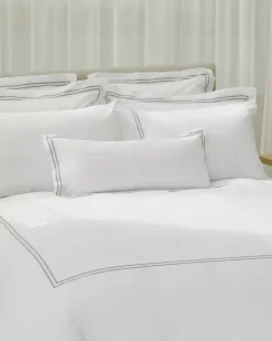 Francis Brennan the Collection Grey Double Stripe Oxford Pillowcase