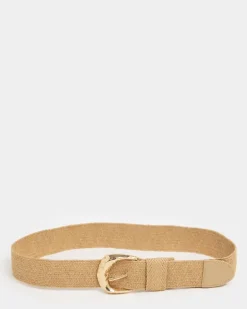 Gold Buckle Raffia Belt