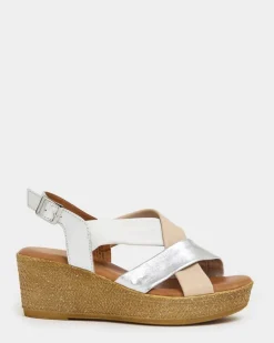 Leather Multi Strap Wedge Sandal