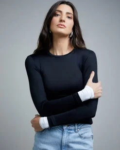 Long Sleeve Crew Neck Polyamide Fitted Top