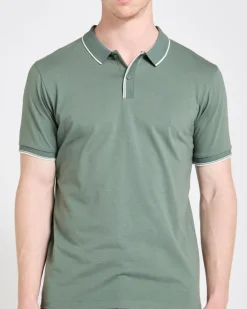 Slim Fit Stripe Placket Polo