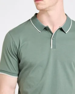 Slim Fit Stripe Placket Polo